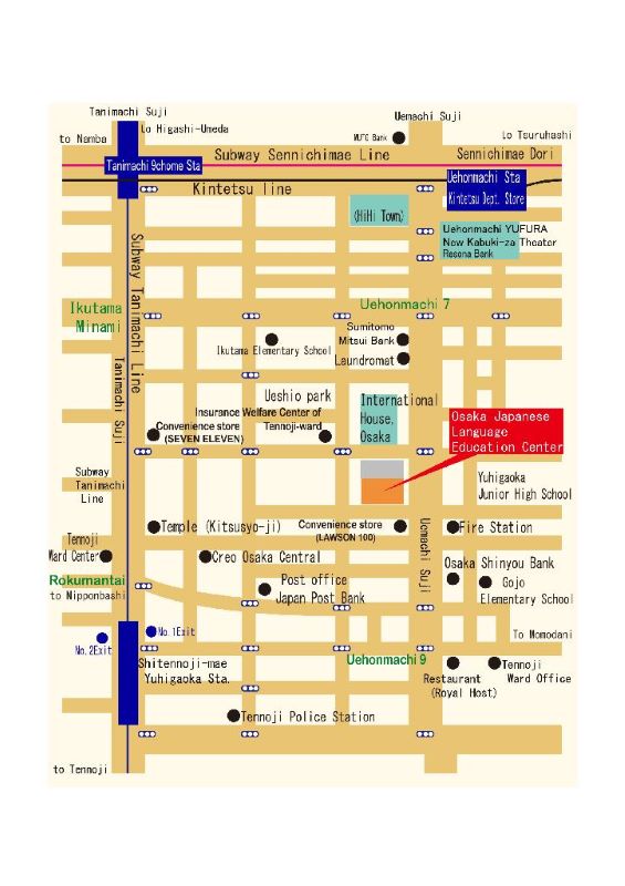 Acccess map to JASSO Osaka Japanese Language Education Center