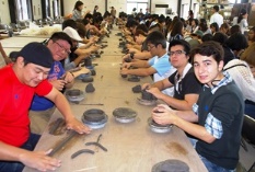 photo at the latest summer excursion to Shigaraki and Osaka (at pottery class)