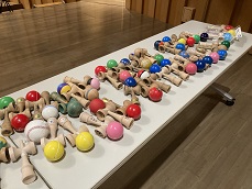 Exhibition of colorful kendama