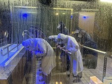 rainstorm experience at Honjo disaster prevention hall