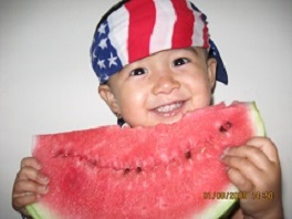 watermelon and a child