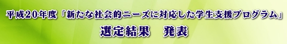 平成20年度「新たな社会的ニーズに対応した学生支援プログラム」選定状況及び選定一覧