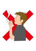 喫煙に大きな赤の×マークイメージ