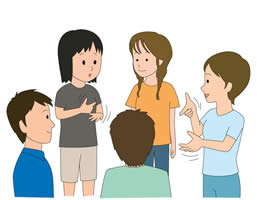 手話で話す学生グループイメージ