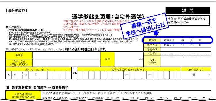 給付様式35の「提出日」の場所イメージ画像
